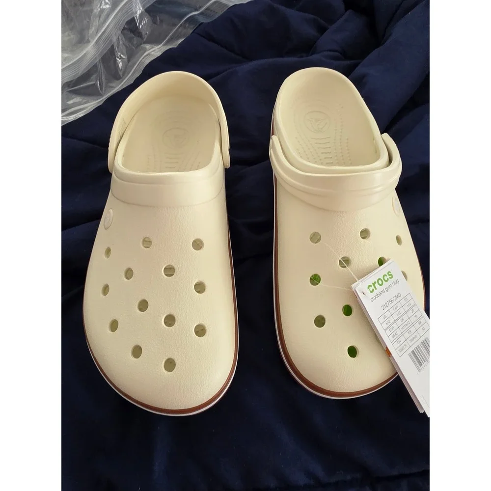 Crocs Crocband Gum Clog Bone Brown Mens Size 12 New 212756-2MD